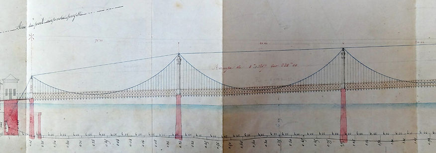 Projet de pont suspendu pour les Ponts de Mauves, vers 1850