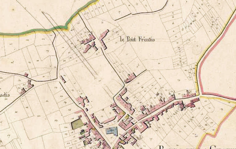 Avant-projet du viaduc. Premières esquisses sur le cadastre napoléonnien